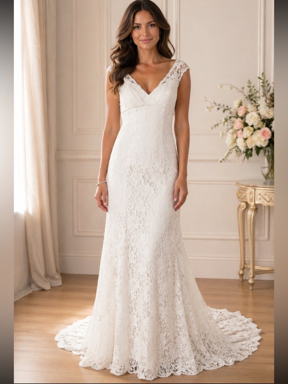 David’s bridal wedding all over beaded lace gown